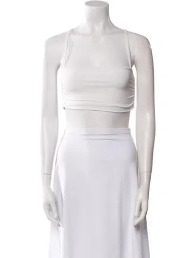 Pre-owned Nookie Square Neckline Sleeveless Crop Top In White