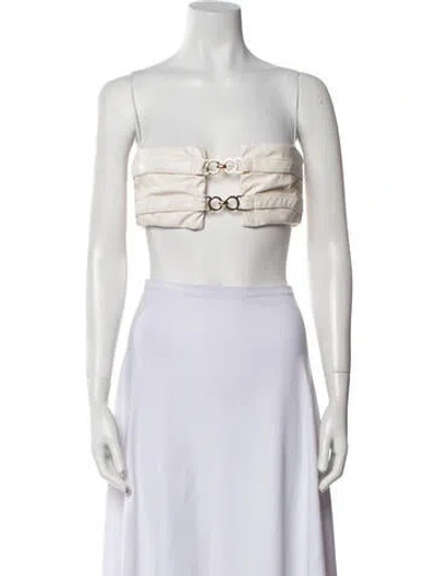 Pre-owned Nookie Strapless Crop Top In White