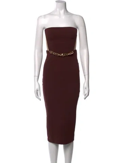 Pre-owned Nookie Strapless Knee-length Dress In Brown