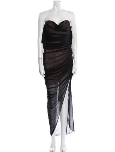 Pre-owned Nookie Strapless Long Dress In Black