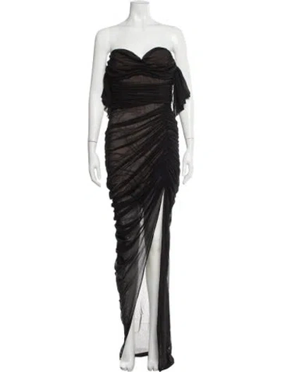 Pre-owned Nookie Strapless Long Dress In Black