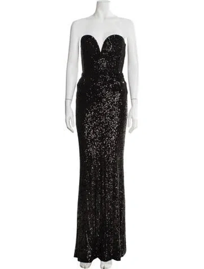 Pre-owned Nookie Strapless Long Dress In Black
