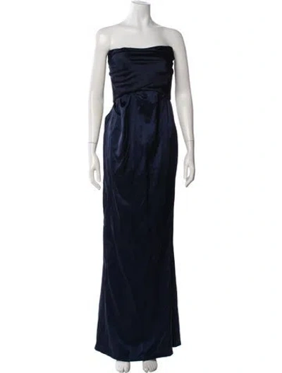 Pre-owned Nookie Strapless Long Dress In Blue