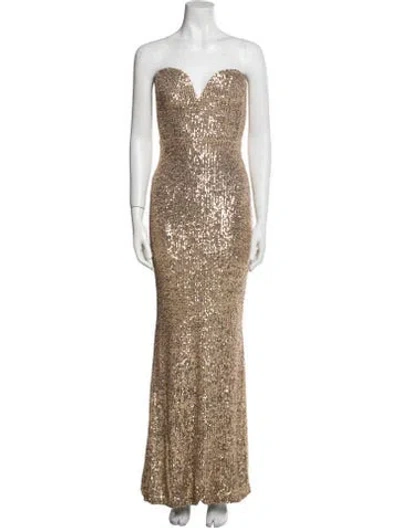 Pre-owned Nookie Strapless Long Dress In Gold