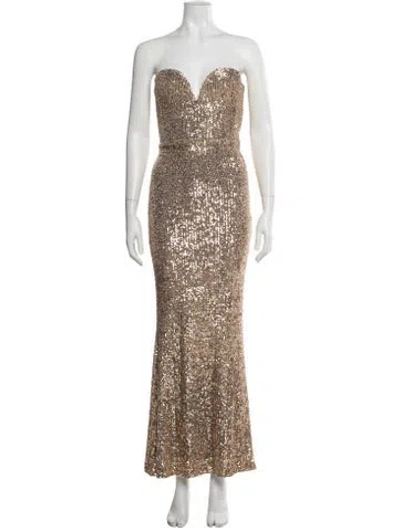 Pre-owned Nookie Strapless Long Dress In Gold