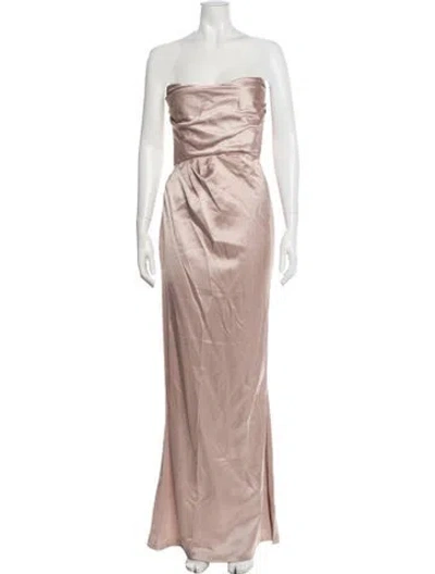 Pre-owned Nookie Strapless Long Dress In Neutral