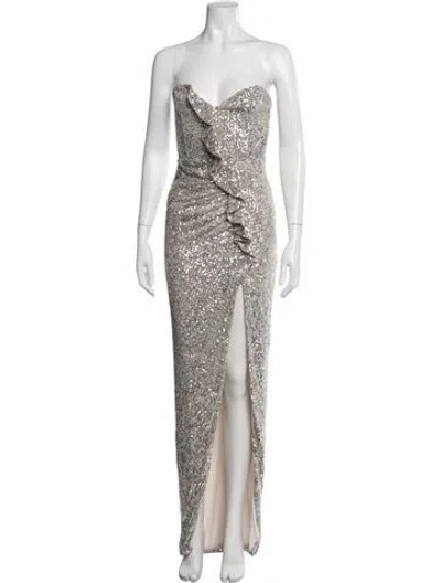 Pre-owned Nookie Strapless Long Dress In Silver