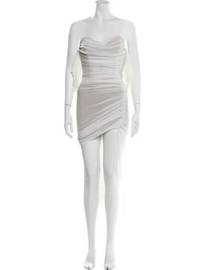 Pre-owned Nookie Strapless Long Dress In White