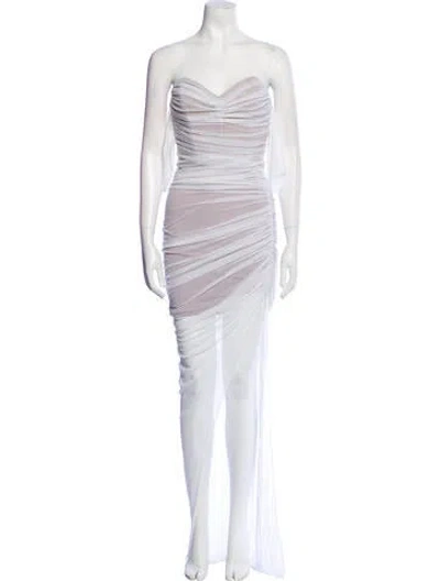 Pre-owned Nookie Strapless Long Dress In White