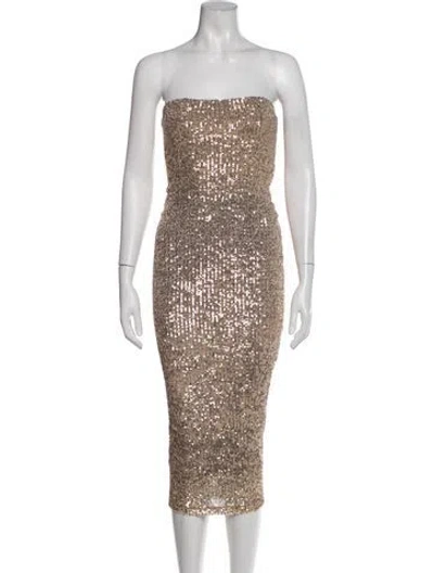 Pre-owned Nookie Strapless Midi Length Dress In Gold