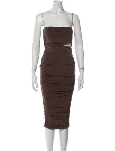 Pre-owned Nookie Strapless Midi Length Dress W/ Tags In Brown