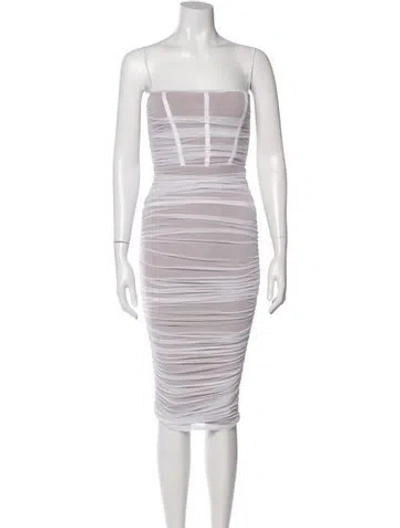 Pre-owned Nookie Strapless Midi Length Dress In White