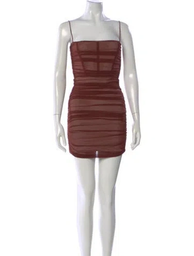 Pre-owned Nookie Strapless Mini Dress In Brown
