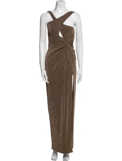 Pre-owned Nookie Striped Long Dress In Brown