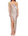 Nookie Sublime Sequin Cutout Maxi Dress In Metallic In Metallic