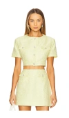 Nookie Tarsha Tweed Crop Top In Yellow