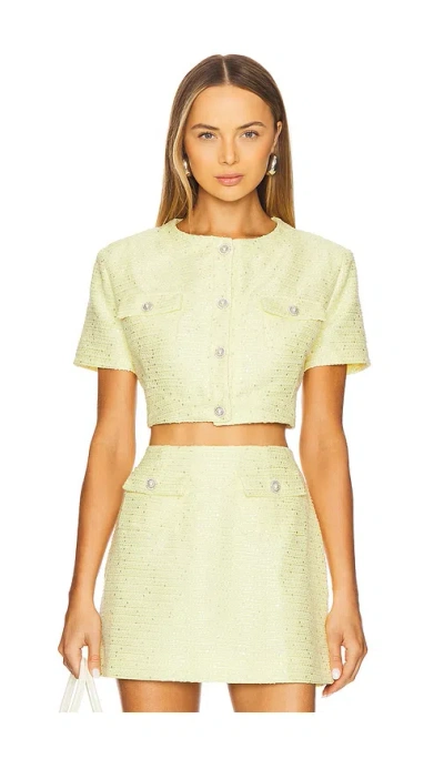 Nookie Tarsha Tweed Crop Top In Yellow