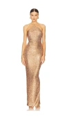 Nookie Treasure Sequined Halter Gown In Nude