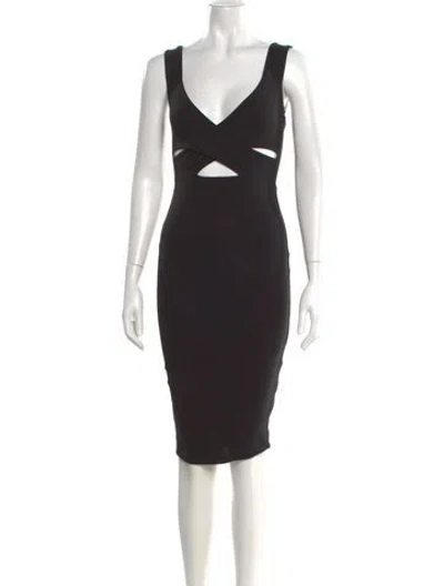 Pre-owned Nookie V-neck Knee-length Dress In Black