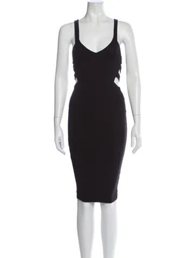 Pre-owned Nookie V-neck Knee-length Dress In Black