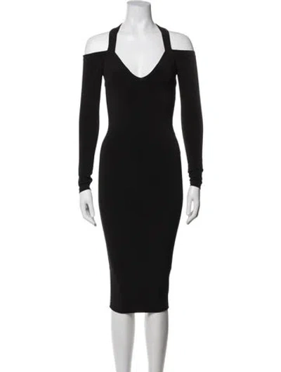 Pre-owned Nookie V-neck Knee-length Dress In Black
