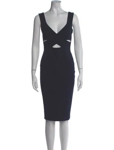 Pre-owned Nookie V-neck Knee-length Dress In Gray