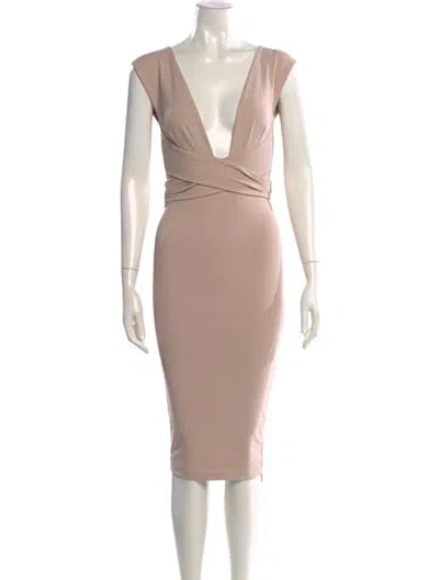 Pre-owned Nookie V-neck Knee-length Dress In Neutral