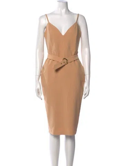 Pre-owned Nookie V-neck Knee-length Dress In Neutral