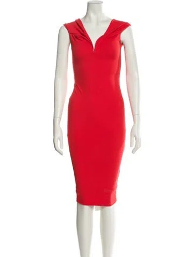 Pre-owned Nookie V-neck Knee-length Dress In Orange