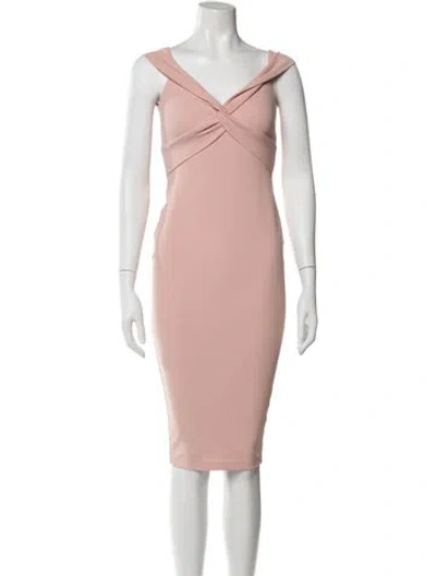 Pre-owned Nookie V-neck Knee-length Dress In Pink
