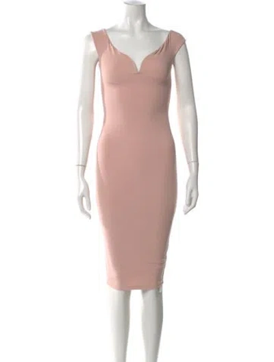 Pre-owned Nookie V-neck Knee-length Dress In Pink