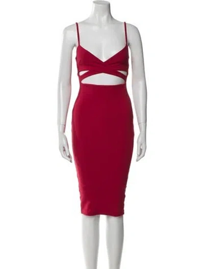 Pre-owned Nookie V-neck Knee-length Dress In Red