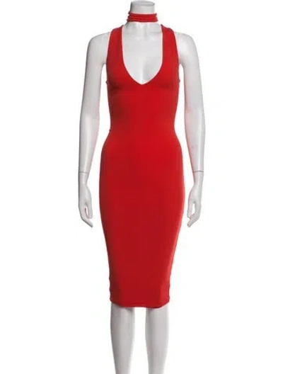 Pre-owned Nookie V-neck Knee-length Dress In Red