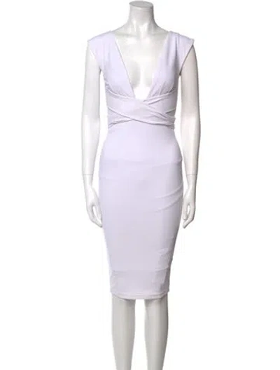 Pre-owned Nookie V-neck Knee-length Dress In White