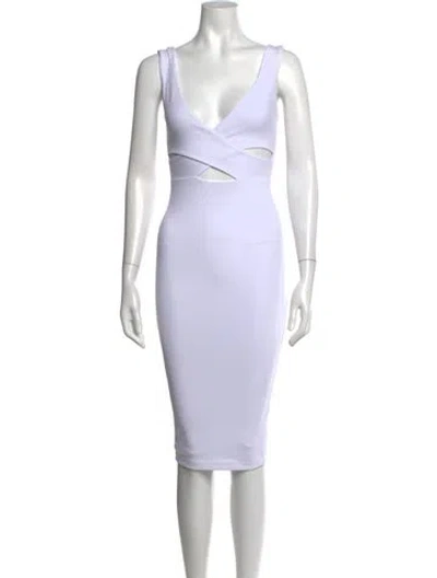 Pre-owned Nookie V-neck Knee-length Dress In White