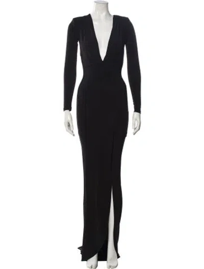 Pre-owned Nookie V-neck Long Dress In Black