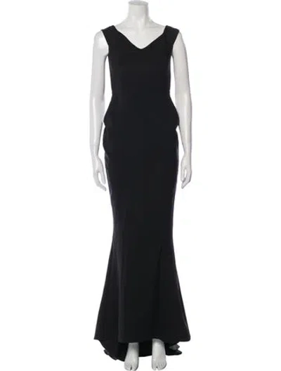 Pre-owned Nookie V-neck Long Dress In Black