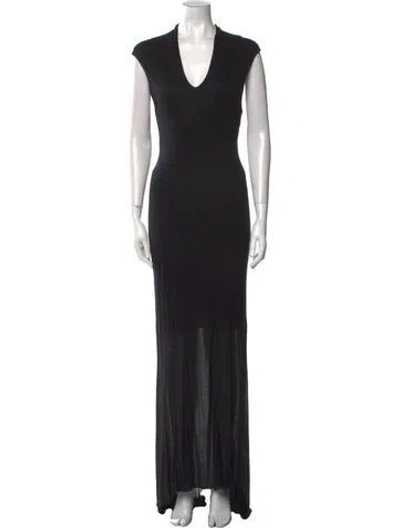 Pre-owned Nookie V-neck Long Dress In Black