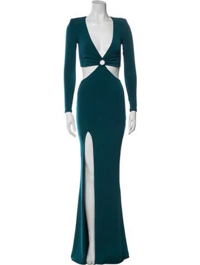 Pre-owned Nookie V-neck Long Dress In Blue