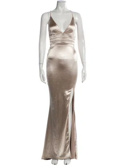 Pre-owned Nookie V-neck Long Dress In Gold