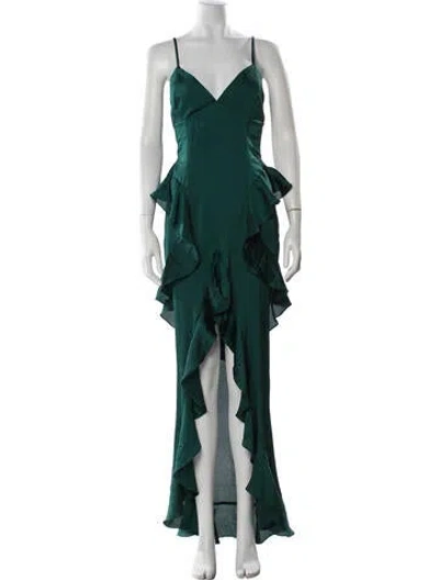 Pre-owned Nookie V-neck Long Dress In Green