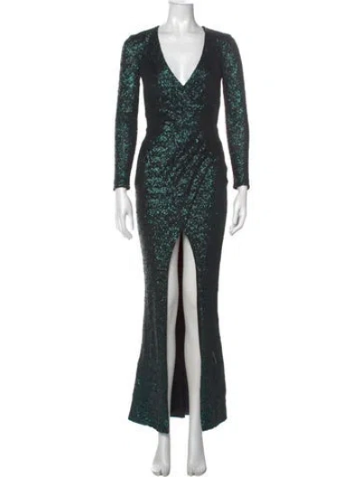 Pre-owned Nookie V-neck Long Dress In Green