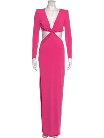 Pre-owned Nookie V-neck Long Dress In Pink