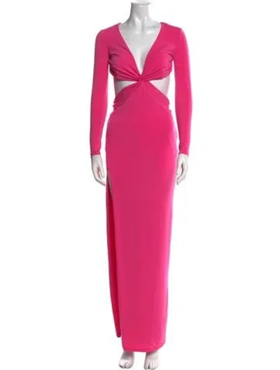 Pre-owned Nookie V-neck Long Dress In Pink