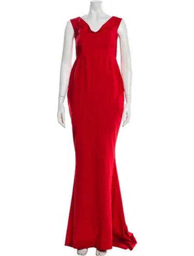 Pre-owned Nookie V-neck Long Dress In Red