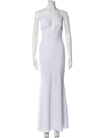 Pre-owned Nookie V-neck Long Dress In White