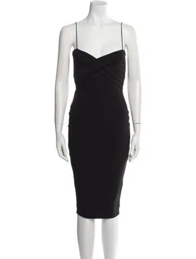 Pre-owned Nookie V-neck Midi Length Dress In Black