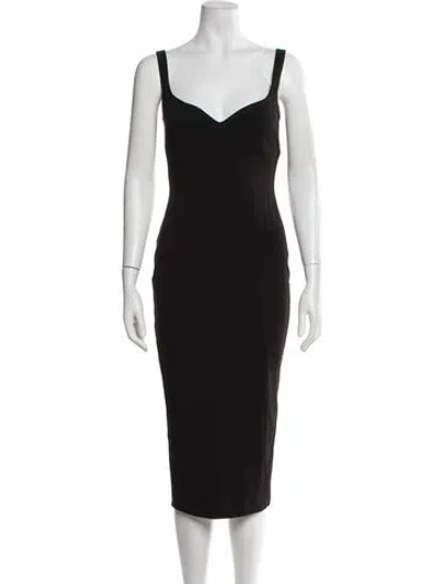 Pre-owned Nookie V-neck Midi Length Dress In Black