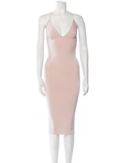 Pre-owned Nookie V-neck Midi Length Dress In Neutral