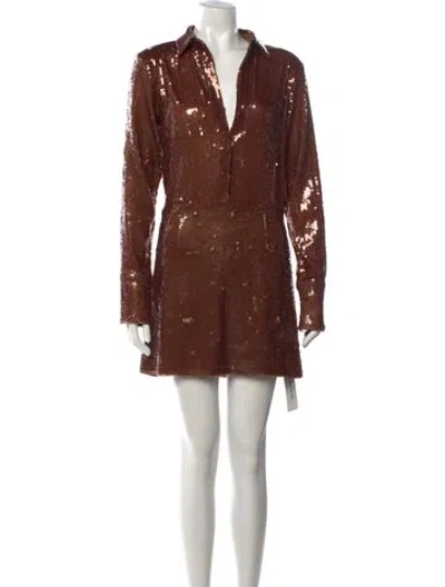 Pre-owned Nookie V-neck Mini Dress In Brown